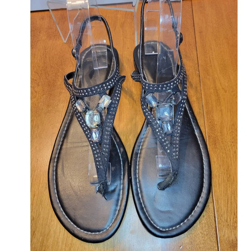 Limelight Black Crystal Studded Sandals - 10 - Picture 2 of 4